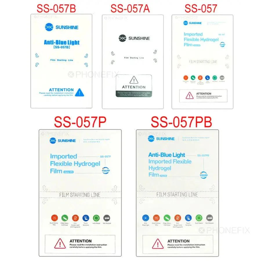 Film hydrogel flexible pour machine de découpe de téléphones SS-890C, montrant le film protecteur avant et arrière de PHONEFIX.