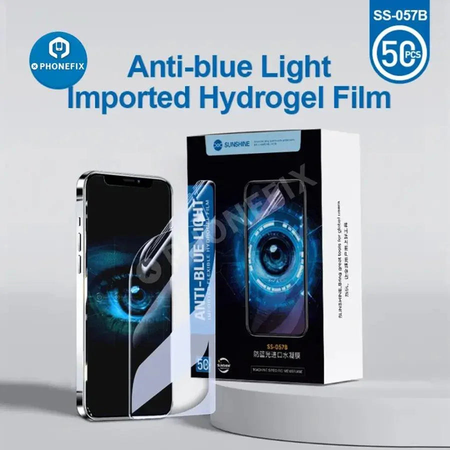 Film hydrogel flexible pour machine de découpe SS-890C PhoneFIX, présenté sur un téléphone pour la protection des écrans avant et arrière.