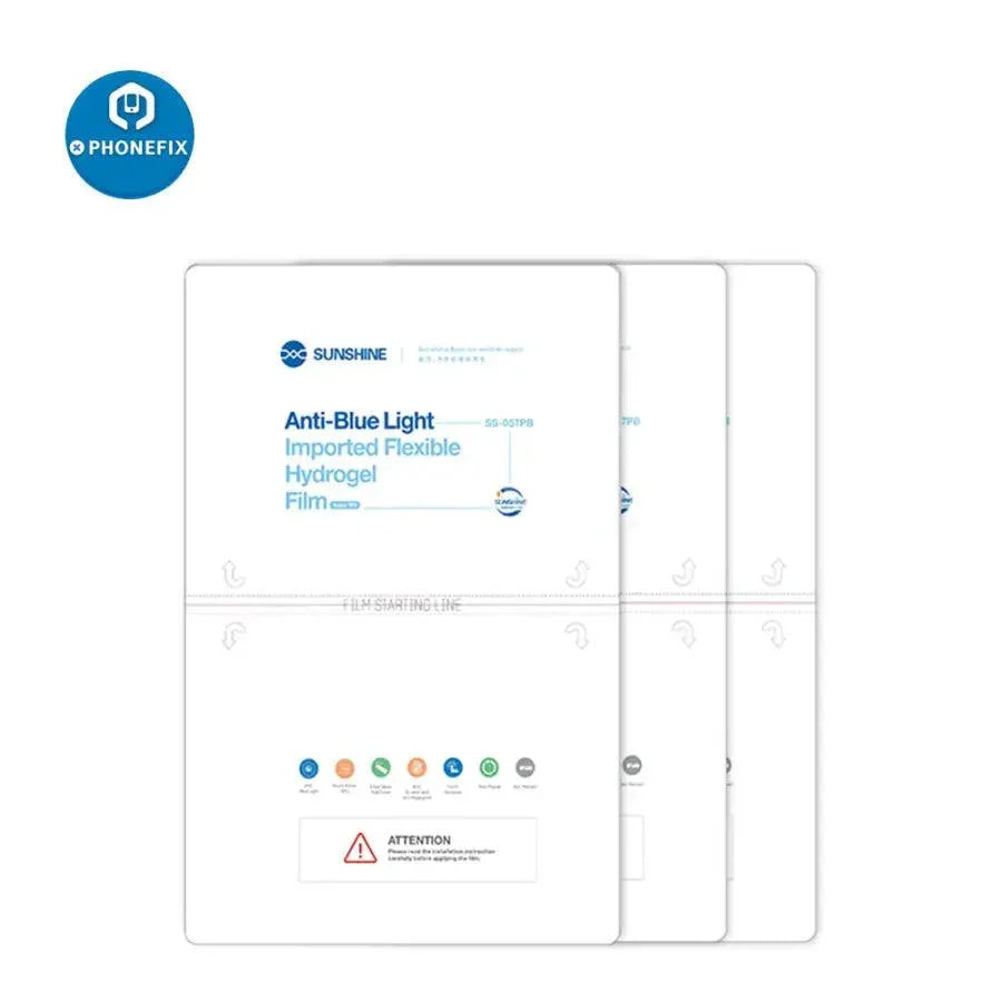 Film hydrogel flexible pour machine de découpe de téléphones SS-890C, montrant les vues avant et arrière, conçu pour une protection d'écran précise.