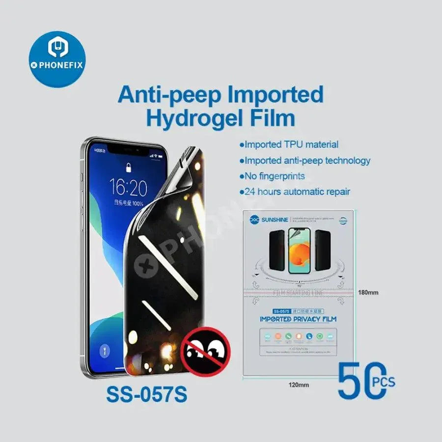 Film hydrogel flexible pour machine de découpe SS-890C PhoneFIX, illustré appliqué à l'avant et à l'arrière d'un téléphone pour le protéger.