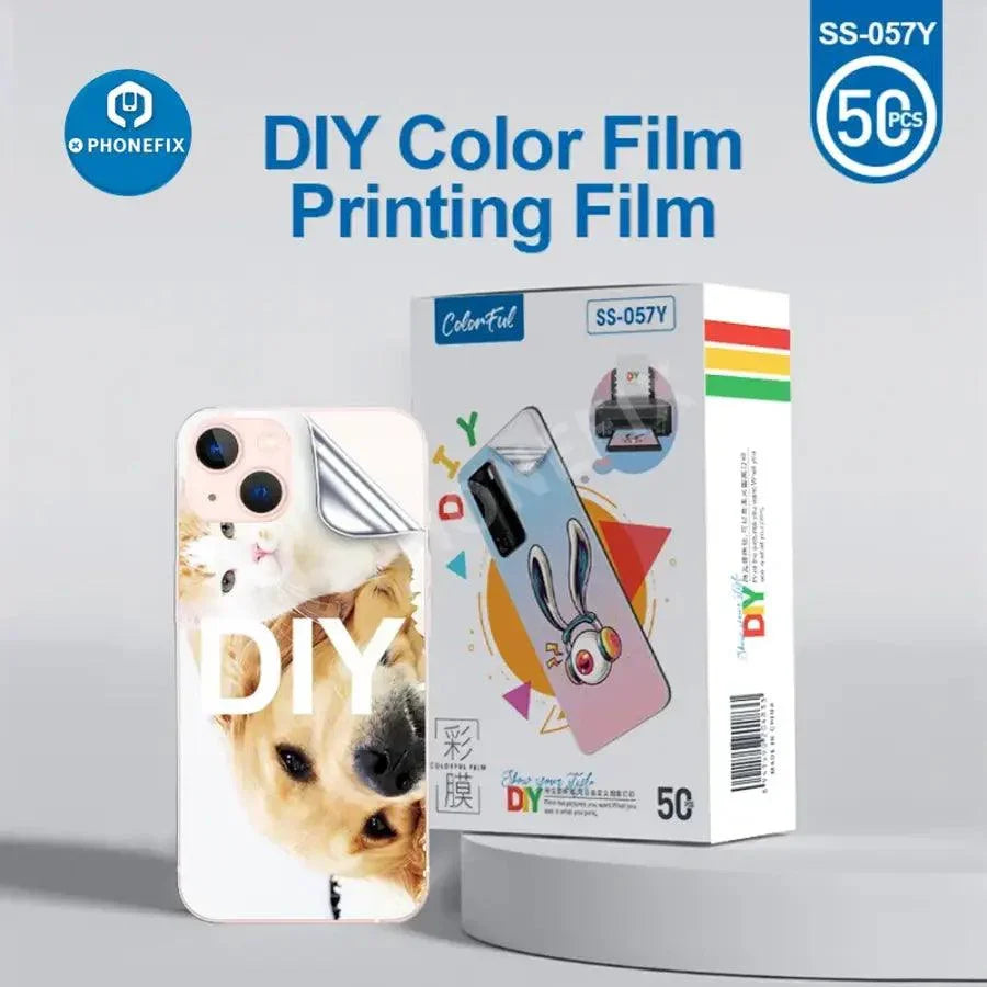 Film hydrogel flexible pour machine de découpe de téléphones SS-890C, montrant le film protecteur avant et arrière de PHONEFIX.