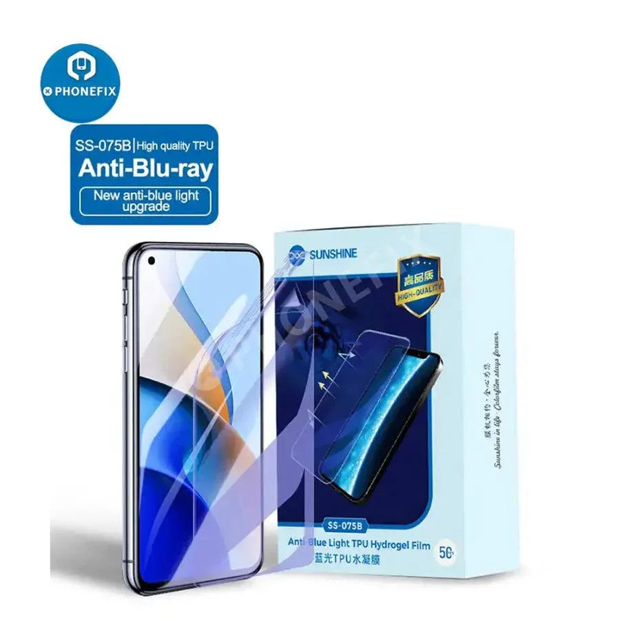 Film hydrogel flexible pour machine de découpe de téléphones SS-890C, montrant les vues avant et arrière, par PHONEFIX.