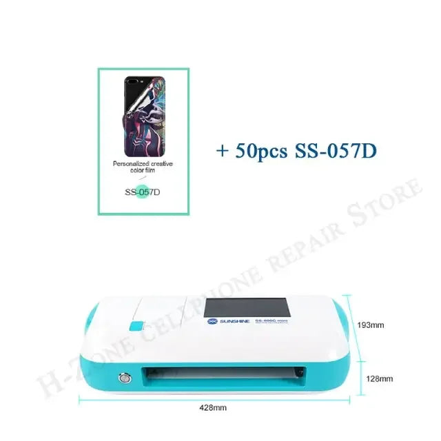 PhoneFIX SS-890C multifunction intelligent film cutting machine for front and rear film, compact device with control panel and cutting blade.