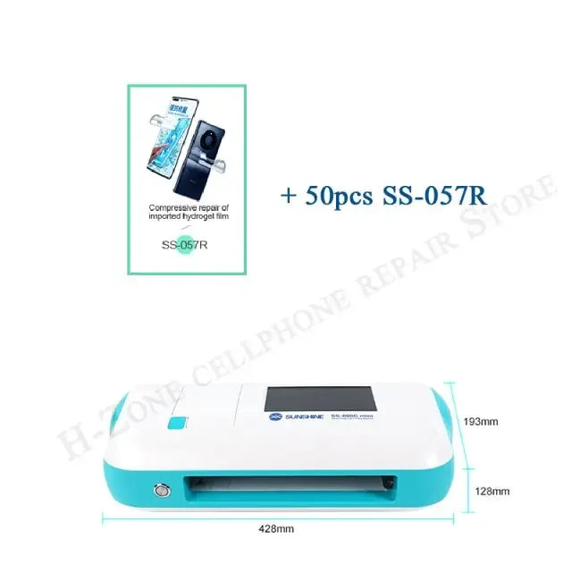 PHONEFIX SS-890C multifunction film cutting machine for front and rear film, compact, intelligent, with blades and control panel visible.