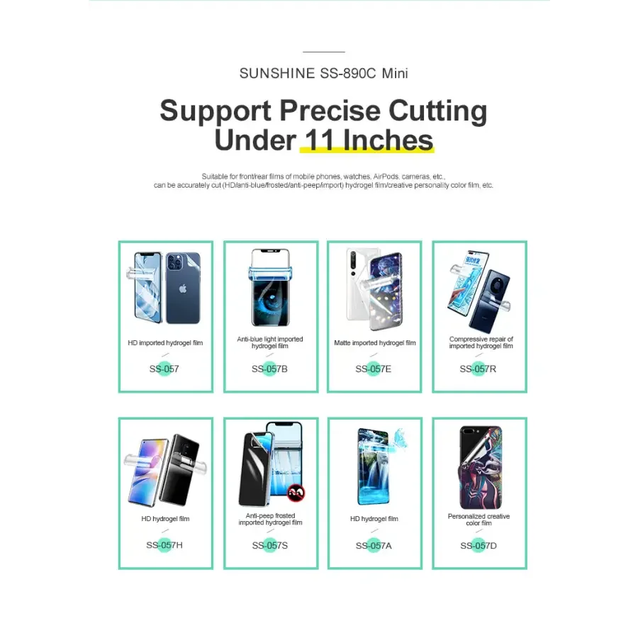 PHONEFIX SS-890C multifunction film cutting machine for front and rear film, compact and intelligent for precise cutting tasks.