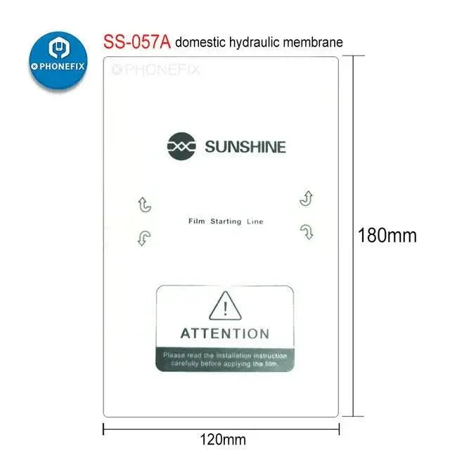 PhoneFix Sunshine SS-890C auto film cutting machine with cutting tool and 50pcs film sheets for phone glass screen protectors.