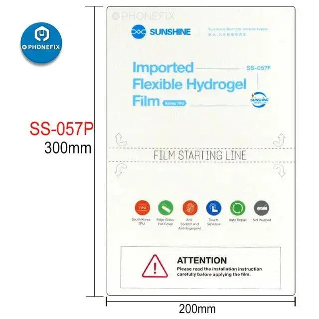 Phonefix Sunshine SS-890C auto film cutting machine for phone glass film, with cutting tool and 50 replacement film sheets.