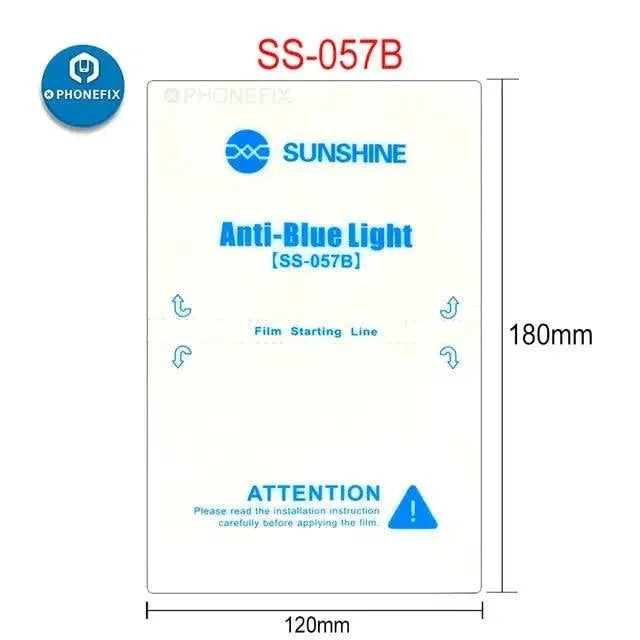 PhoneFix Sunshine SS-890C auto film cutting machine for phone glass film, with cutting tool and 50 replacement film sheets.