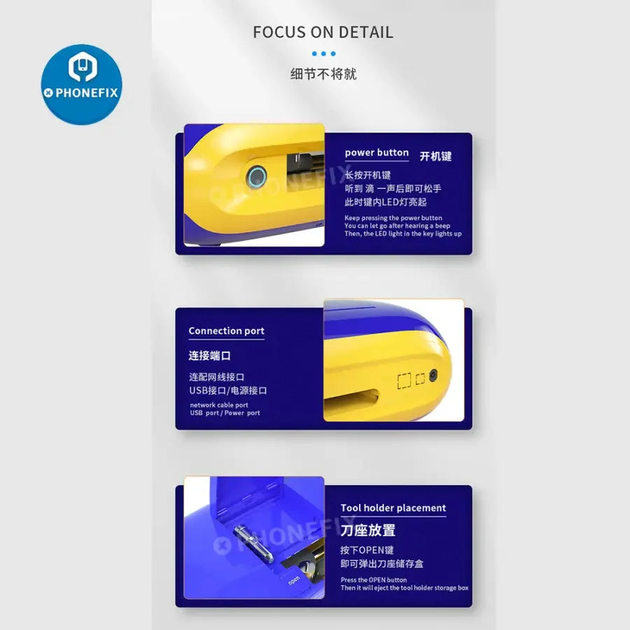 PhoneFix MECHANIC M860 film cutting machine for precise cutting of phone, iPad, and watch screens.