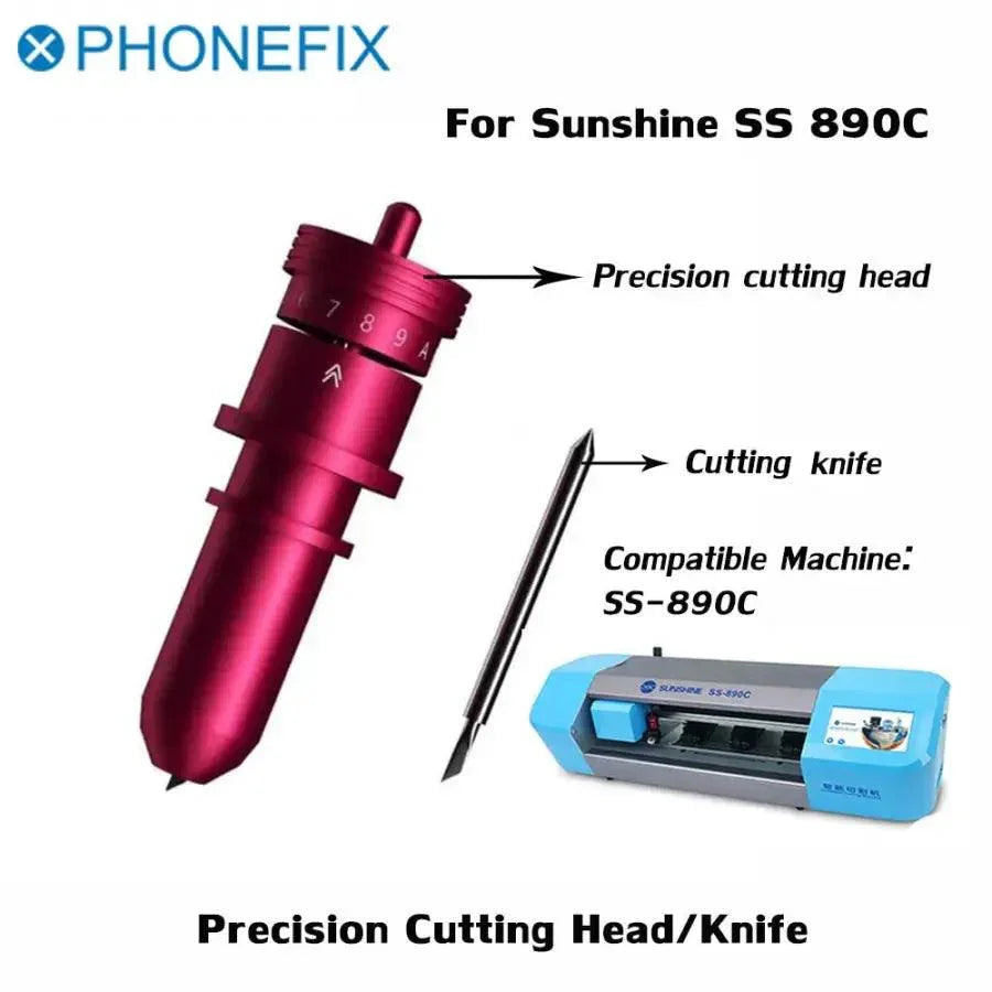 Precision cutting knife for Sunshine SS-890C screen cutting machine, used for accurate film and screen cutting in phone repair.