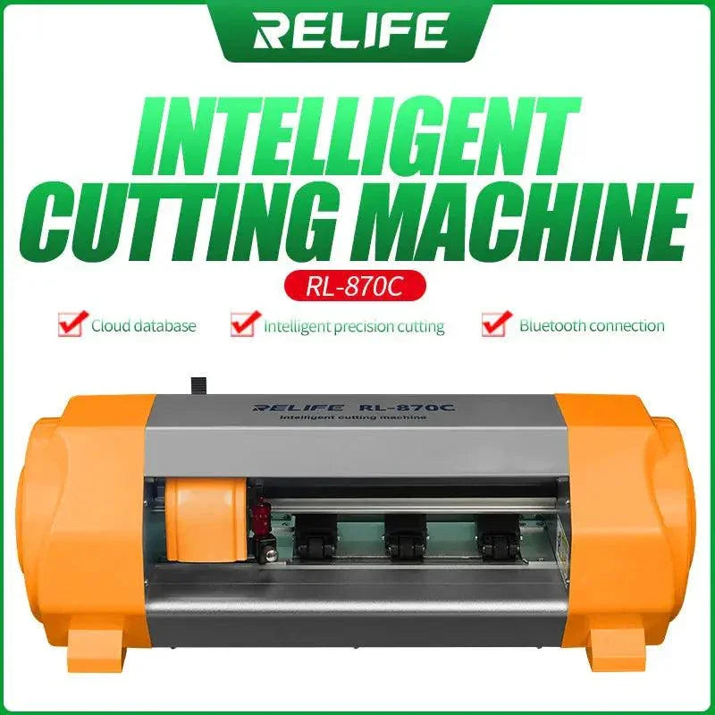 PHONEFIX RL-870C intelligent screen film cutting machine for iPhone and iPad, with digital controls and sleek design.