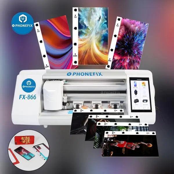 PhoneFix universal soft hydrogel film screen protector for cutting machine, showcasing flexible, clear protective film for screens.