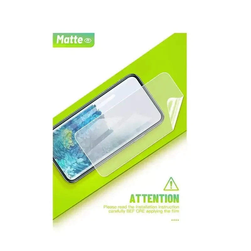 Phonefix matte hydrogel film for screen protector cutting machine, 180x120mm, set of 50, showing the film and cutting machine.