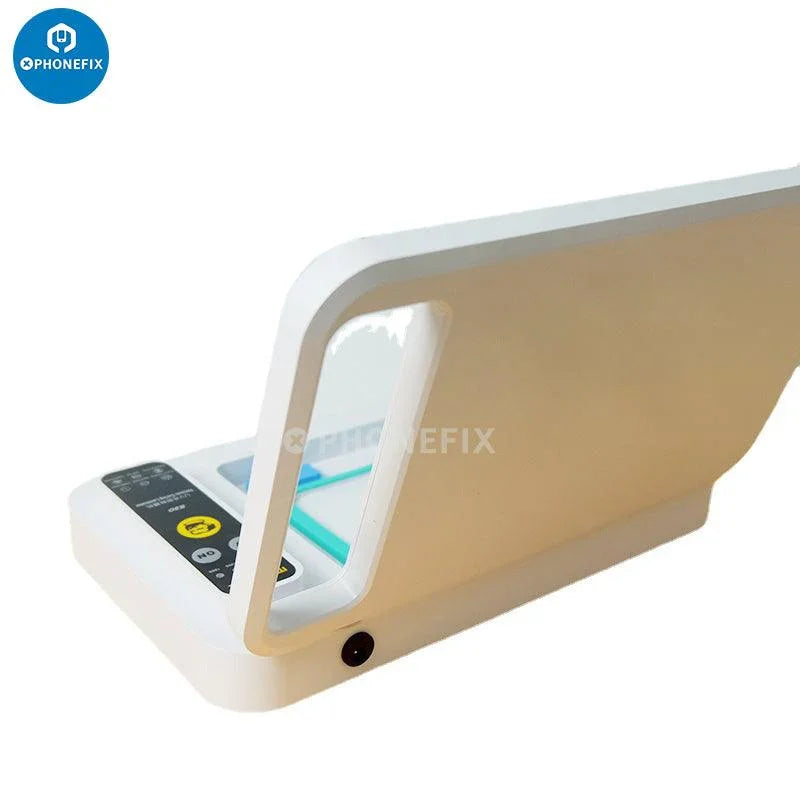 Phonefix Mechanic S30 UV Curing Vacuum Laminating Machine for flat and curved LCD screens, film cutting and lamination in action.