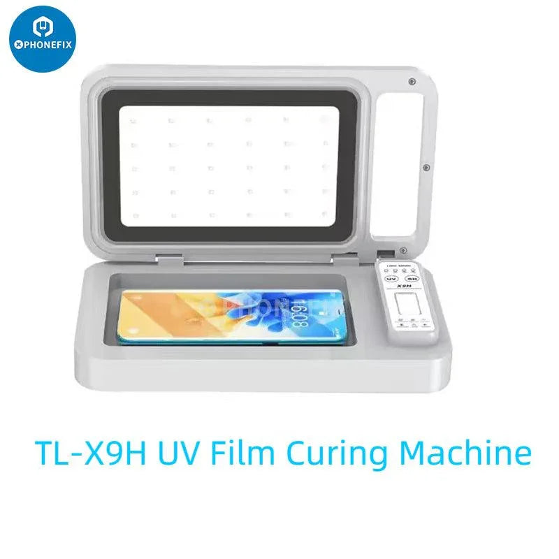 PhoneFix Mechanic S30 UV Curing Vacuum Laminating Machine for flat and curved LCDs, used for film cutting and lamination.