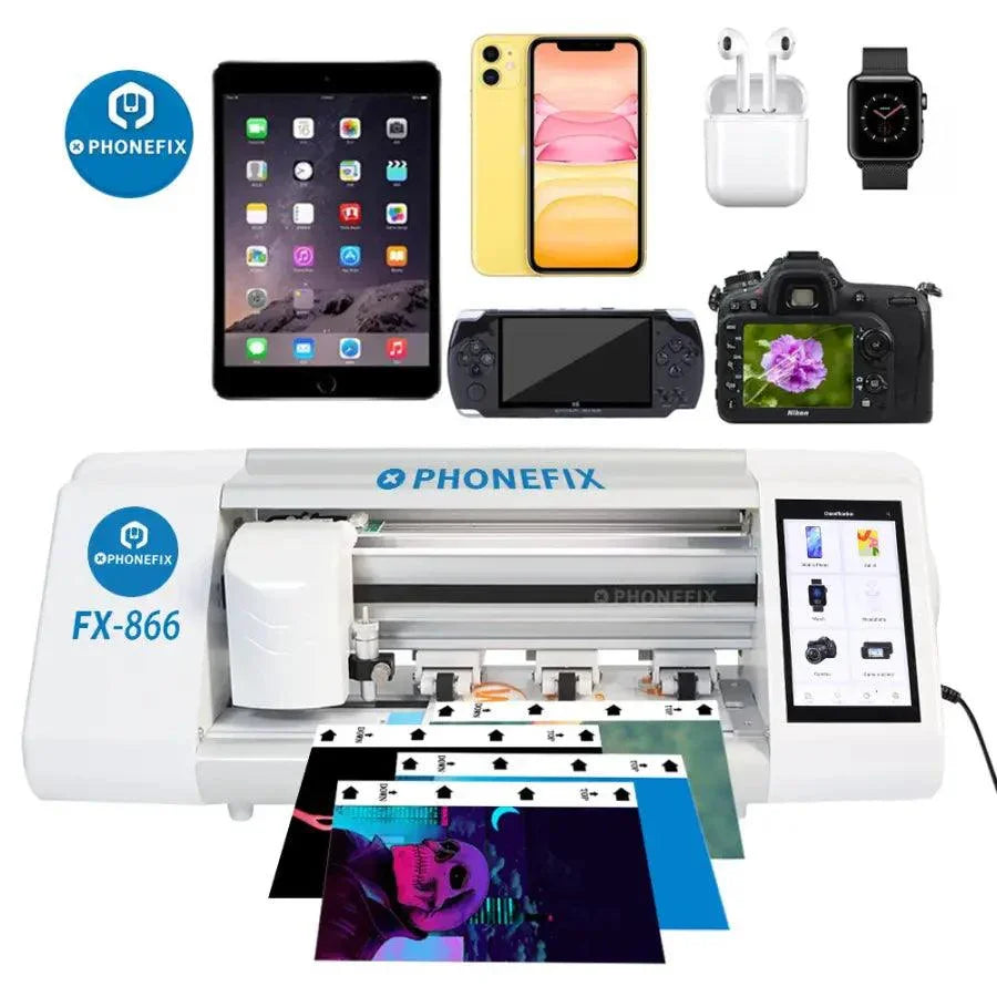 PHONEFIX FX-866 auto film cutting machine for phone glass protector, precision cutter for phone screen protect films.