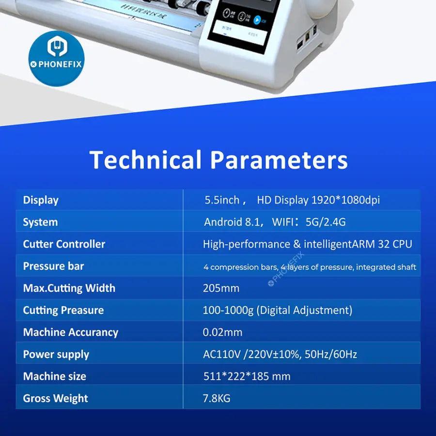 PHONEFIX FX-866 auto film cutting machine for phone glass protect film, compact cutter for precise screen protector installation.