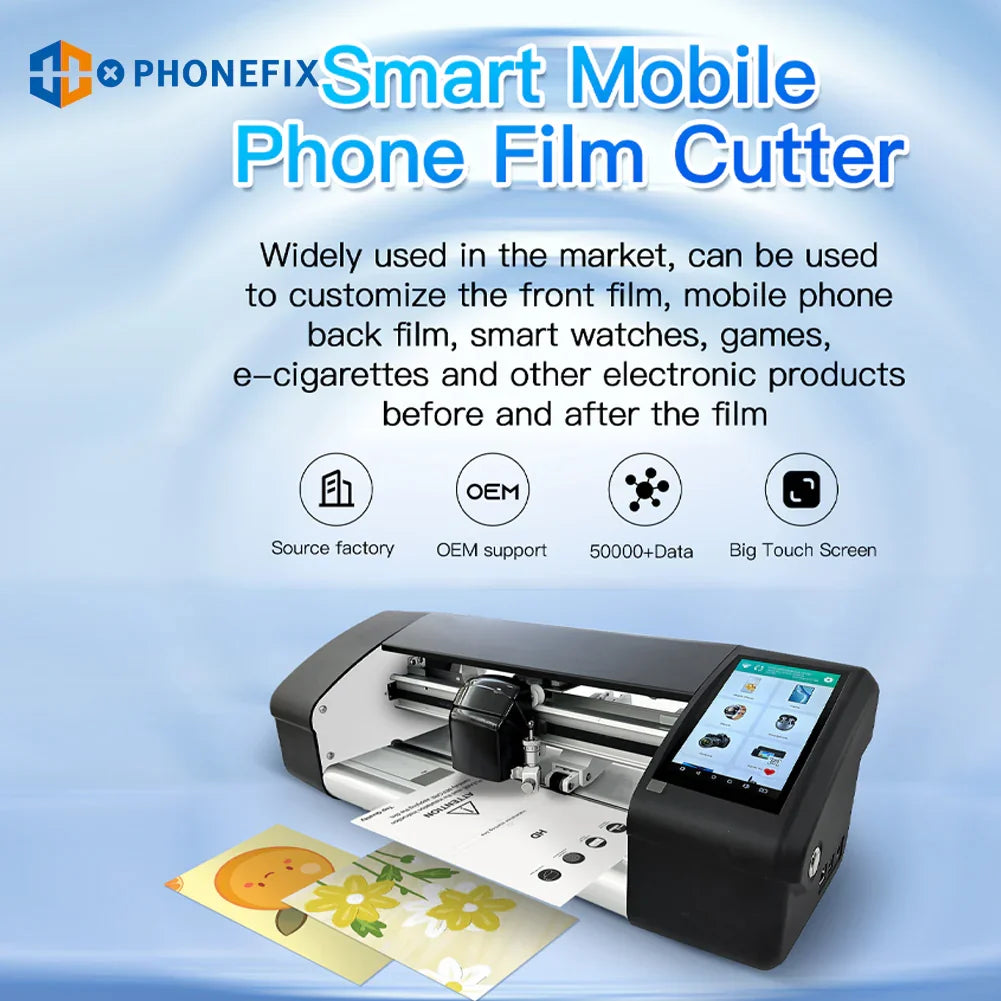 PHONEFIX X9 Smart Film Cutter for phones and tablets, supports 12.9-inch screens, designed for precise film cutting and screen protection.