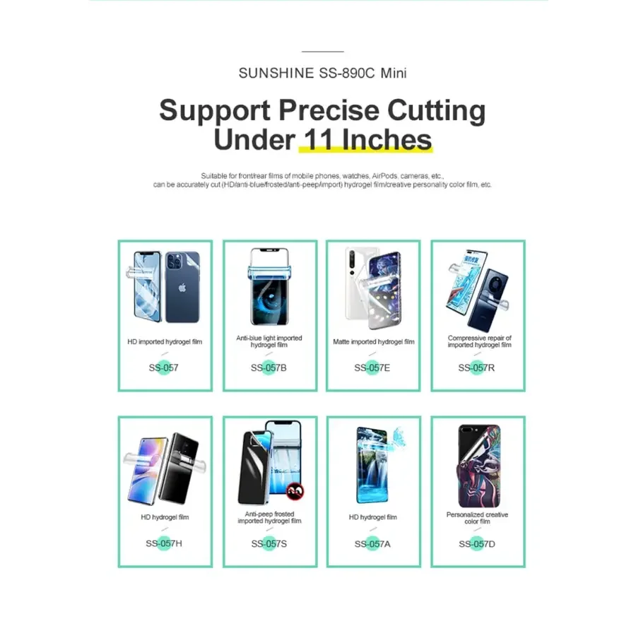 PhoneFix SS-890C Mini Cutting Machine for DIY hydrogel film, compact and intelligent film cutting tool for precise cuts.