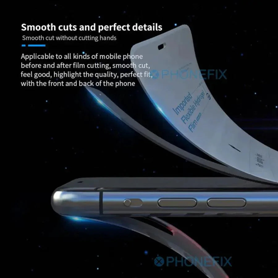 PHONEFIX SS-890C, machine de découpe de films protecteurs d'écran pour téléphones portables en un clic, pour une découpe précise et facile des protections d'écran.