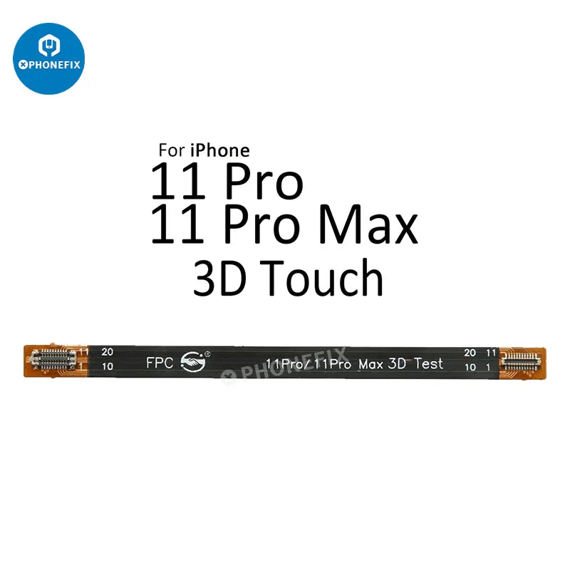 PHONEFIX LCD display 3D touch screen test cable for iPhone 11-14 Pro Max, with connector and cable visible.