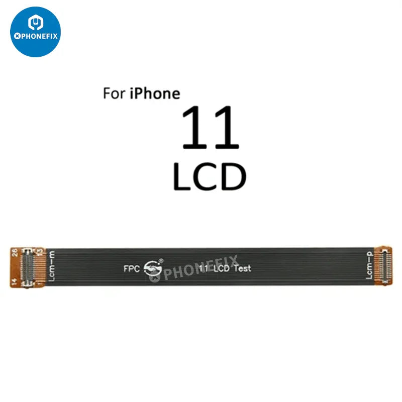 LCD display 3D touch screen test cable for iPhone 11-14 Pro Max by PHONEFIX, showing the flexible testing cable with connectors.