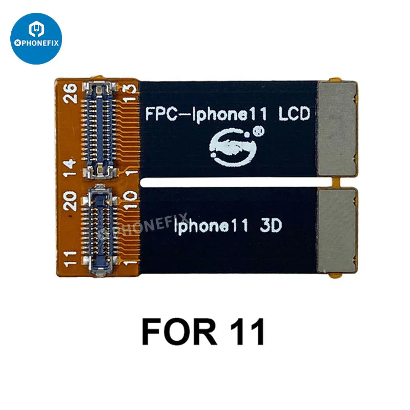 LCD display 3D touch screen test cable for iPhone 11-14 Pro Max by PHONEFIX, showing the cable and connector for testing and repair.