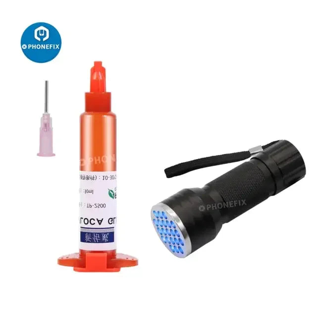 PhoneFix TP-2500 LOCA UV glue light lamp kit for phone screen repair, compact tool for precise UV curing of screen adhesives.