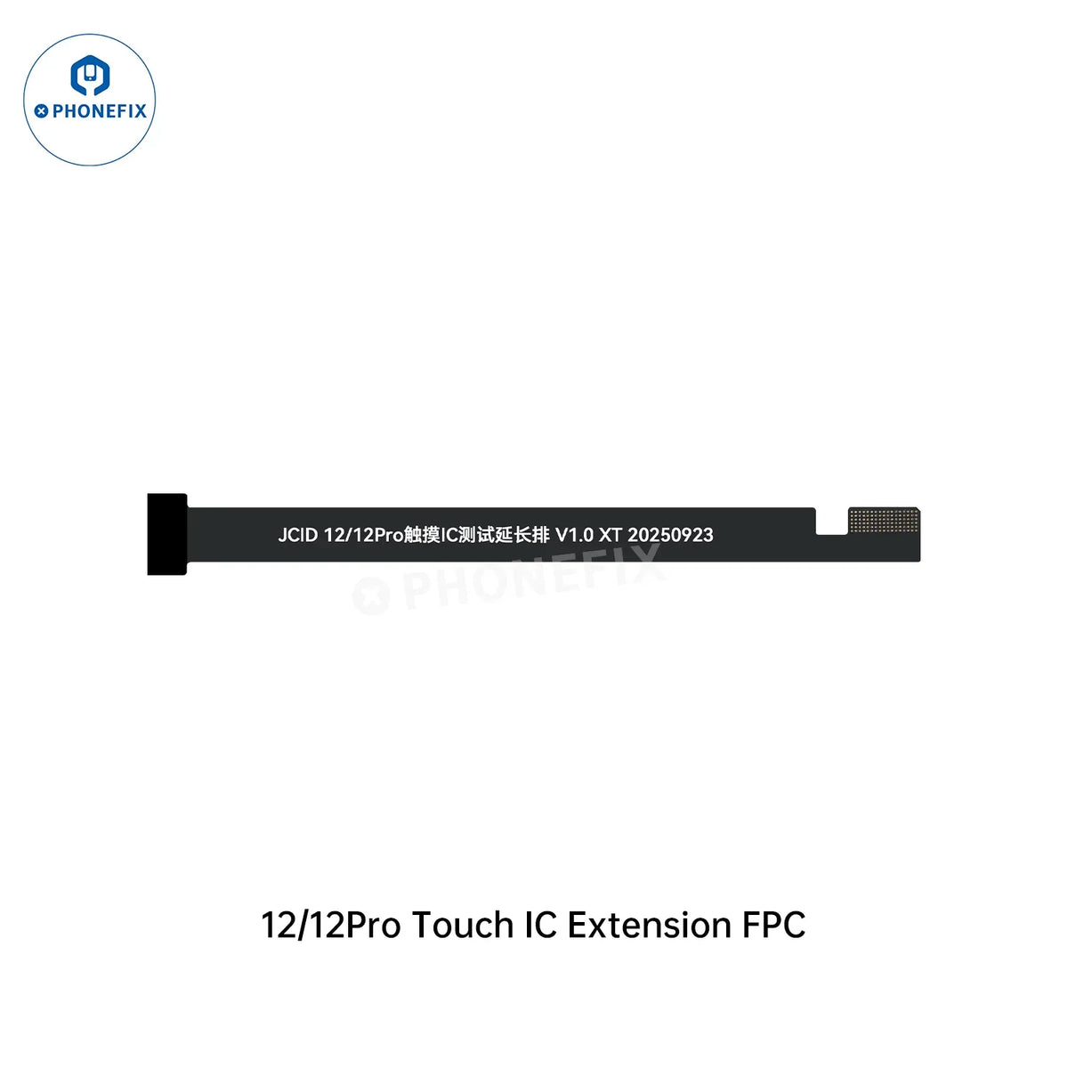 PHONEFIX V1S Pro Touch IC Test Module extension cable for iPhone 12-16 series, showing the IC chip detector with cable connection.