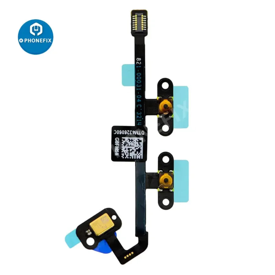 iPad Air 2 volume button flex cable replacement by PHONEFIX, showing the flexible cable and connectors for iPad accessories.