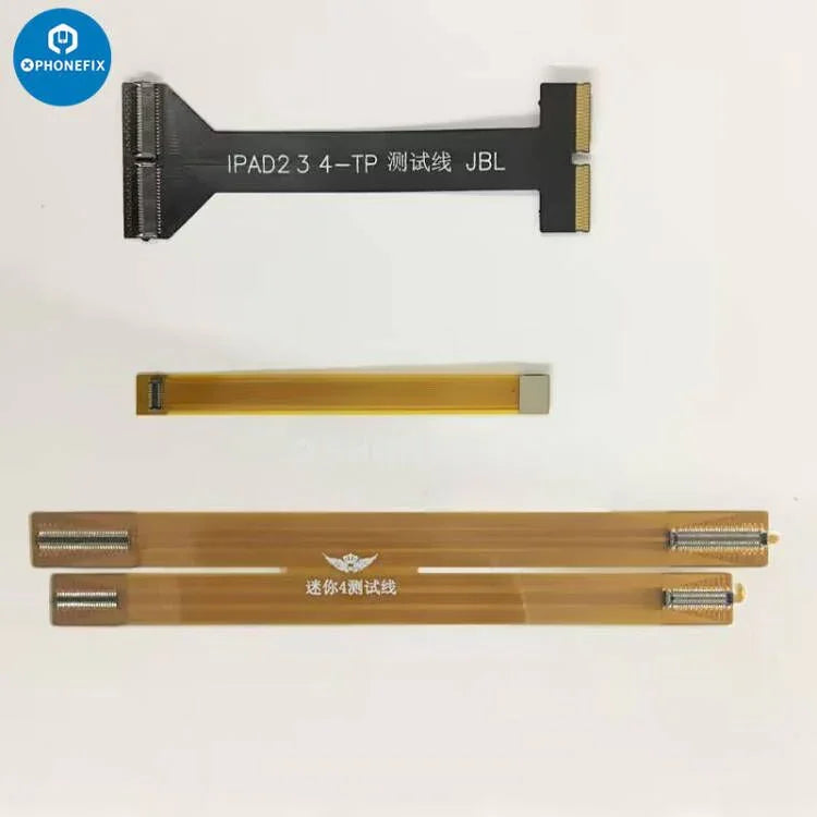 Câble de test d'écran LCD de remplacement pour iPad Pro 12.9 pouces et iPad mini 4 (compatible iPad 3/4/5) de PHONEFIX, montrant le câble de test avec ses connecteurs.