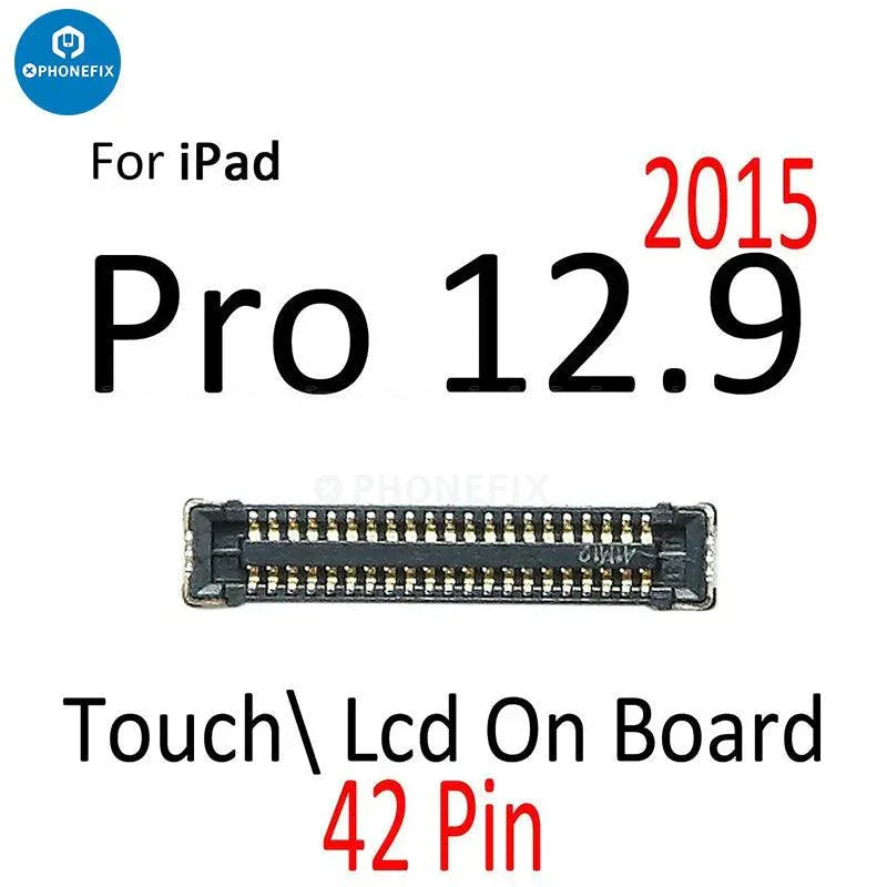 PhoneFix LCD touch screen digitizer FPC connector for iPad Pro 9.7, 10.5, or 12.9-inch tablets, shown on SKU-01-12 packaging.