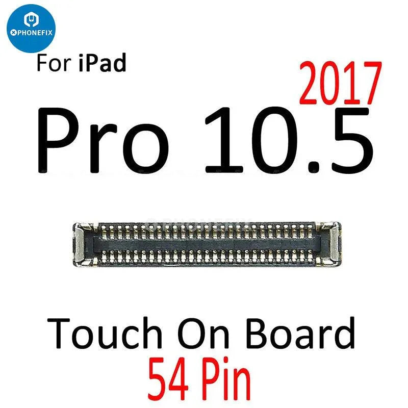 PhoneFix LCD touch screen digitizer FPC connector for iPad Pro 9.7, 10.5, and 12.9-inch tablets, shown on white background.
