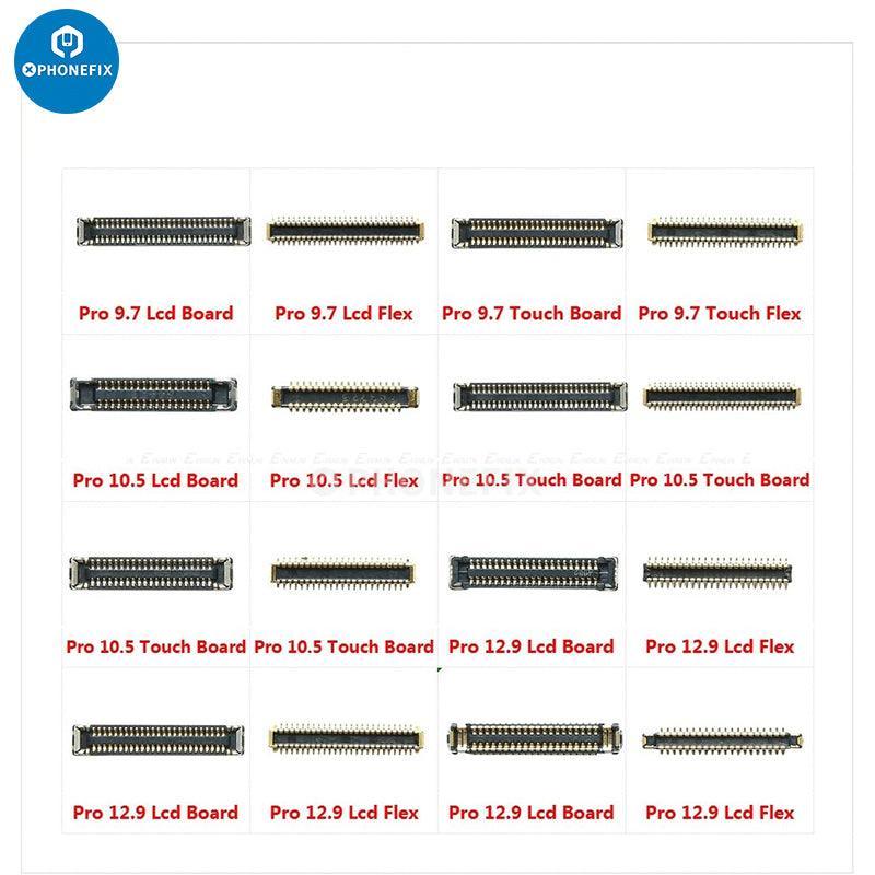 PhoneFix LCD touch screen digitizer FPC connector for iPad Pro 9.7, 10.5, and 12.9-inch tablets showing the connector and circuit details