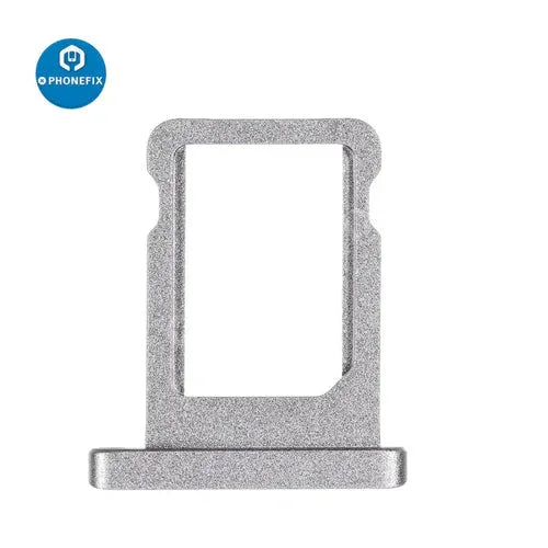 Phonefix SIM card slot tray holder replacement for iPad Air, Pro, and Mini series, showing a close-up of the tray in a retail setting.