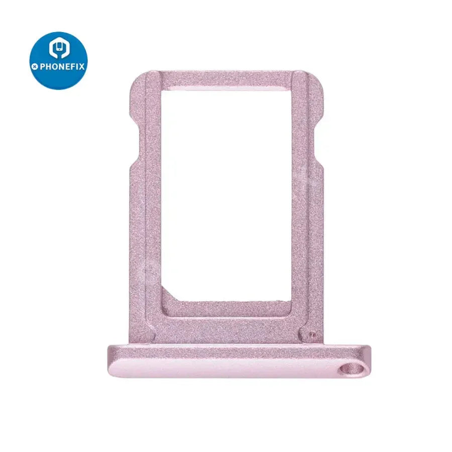 PHONEFIX iPad Pro 9.7 SIM card tray replacement showing the metal tray and surrounding components for iPad Air, Pro, and Mini series.