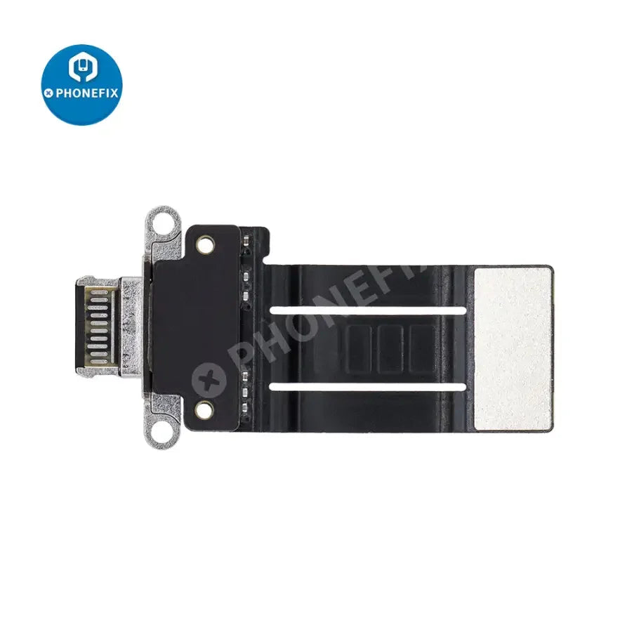 Replacement USB charging port flex cable for iPad Pro 11 and 12.9 inch models, iPad accessories by PHONEFIX, shown in the image.