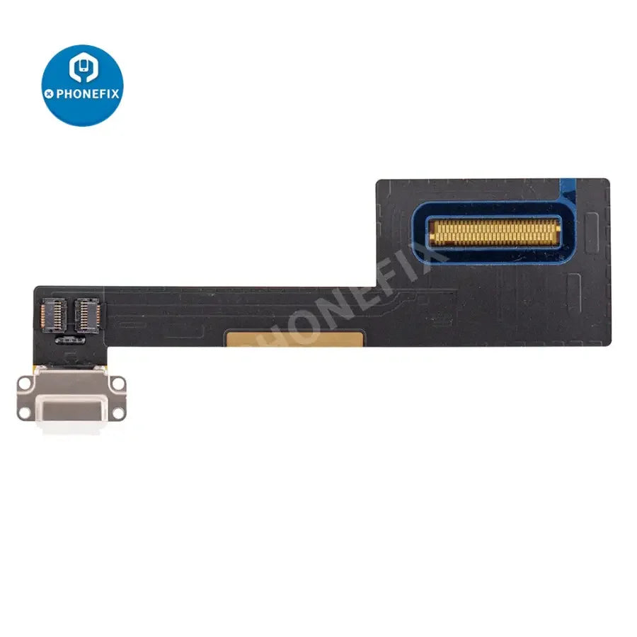 iPad Pro 9.7" charging connector flex cable replacement by PHONEFIX, showing the flexible cable with connector for repair.