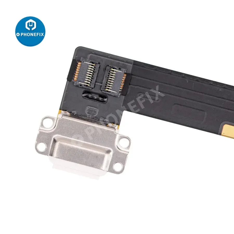 iPad Pro 9.7-inch charging connector flex cable replacement by PHONEFIX, showing the flexible cable for repair or replacement.