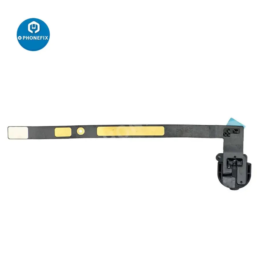 White iPad Air audio earphone jack flex cable replacement for iPad accessories by PHONEFIX, showing the cable and connector.