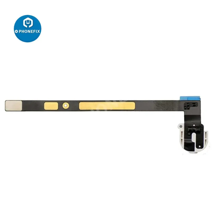 White iPad Air audio earphone jack flex cable replacement for iPad accessories by PHONEFIX, showing the flex cable component.