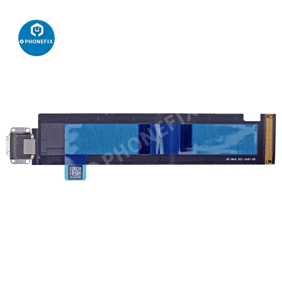 White iPad Pro 12.9-inch USB charging connector flex cable for WLAN and cellular models, compatible with PHONEFIX iPad accessories.