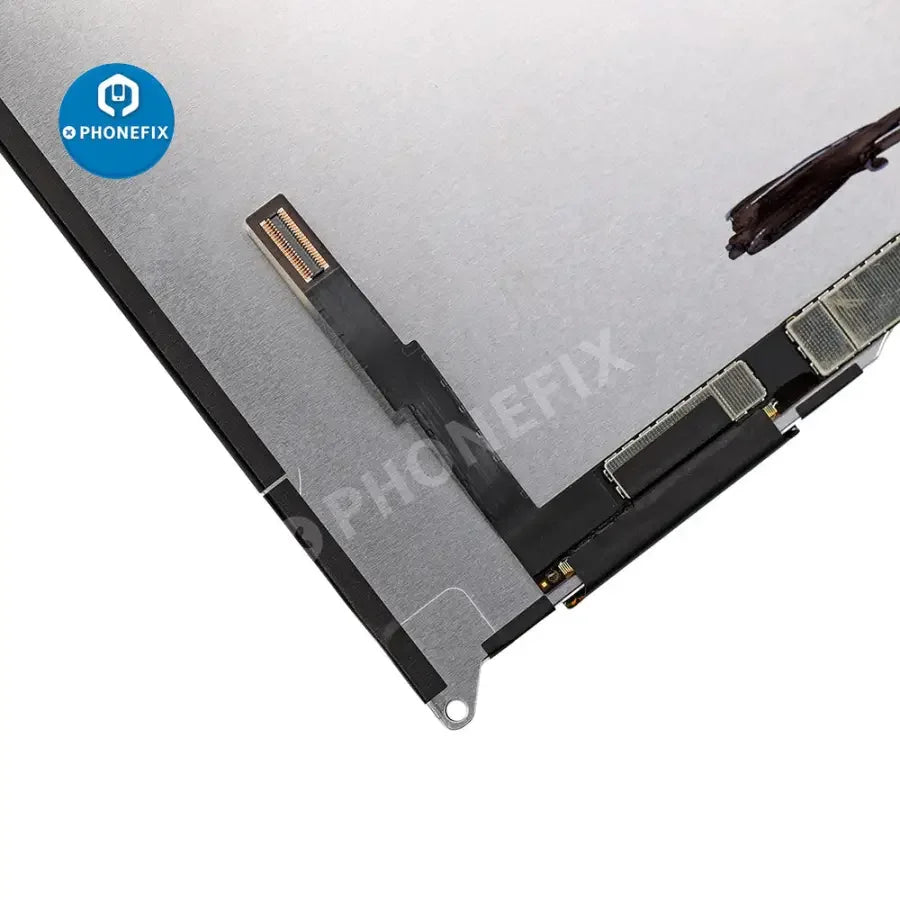 iPad 10.2-inch 7th/8th generation LCD display screen replacement by PHONEFIX, showing the new replacement screen and tools.