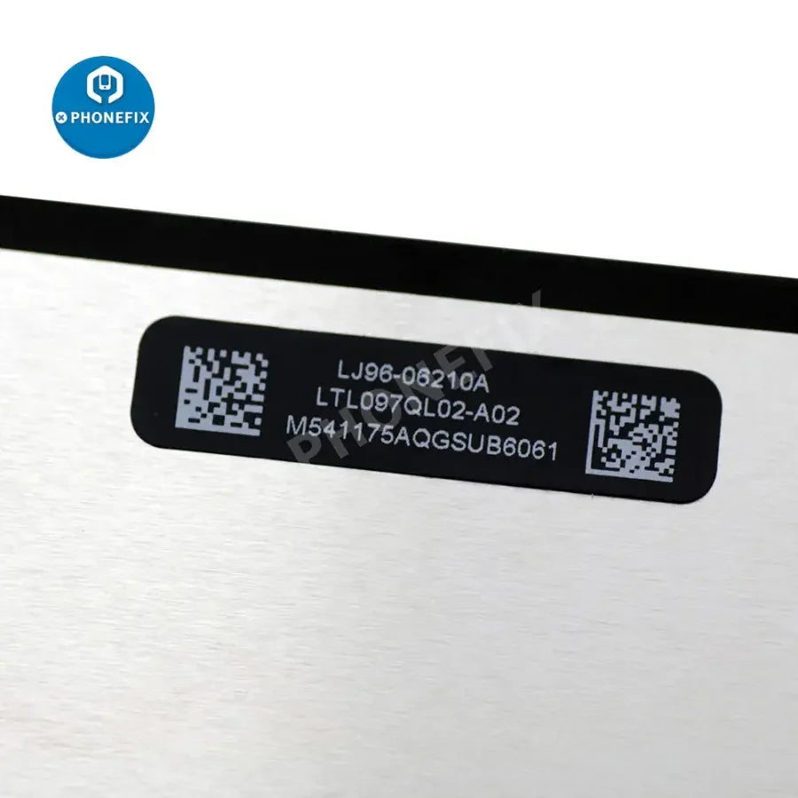 PhoneFix LCD display screen replacement for iPad Air and iPad 5 (2017), showing the new iPad screen with digitizer and frame.