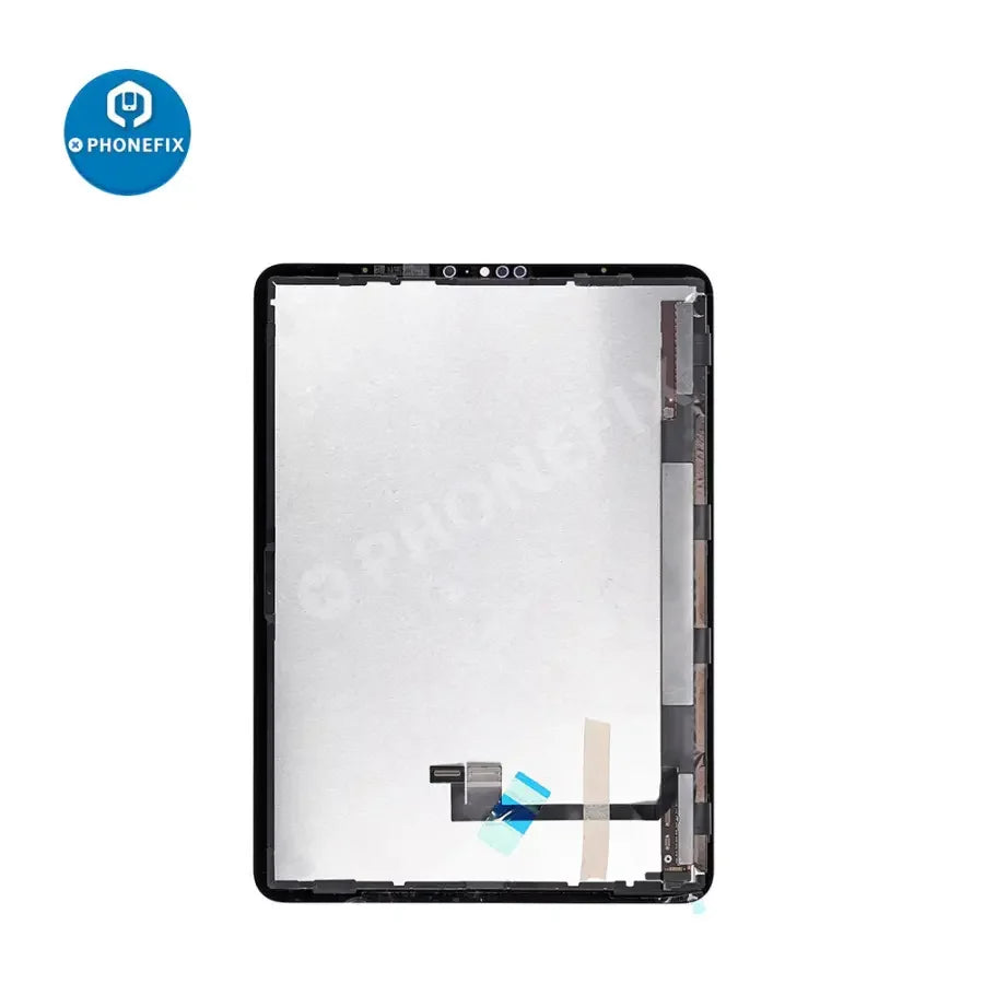 iPad Pro 11-inch 3rd generation LCD with digitizer assembly replacement by PHONEFIX, showing the assembled screen and digitizer components.