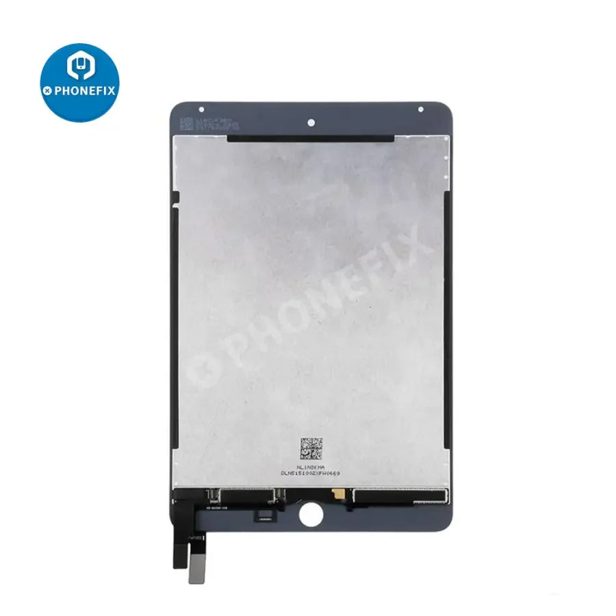Phonefix LCD digitizer assembly for iPad Mini 4, replacement screen without home button, for repairing iPad Mini 4 displays.