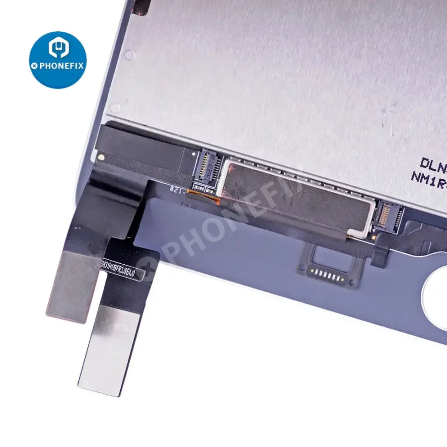 iPad Mini 4 LCD digitizer assembly replacement by PHONEFIX, showing the screen with no home button, for iPad screen repair.