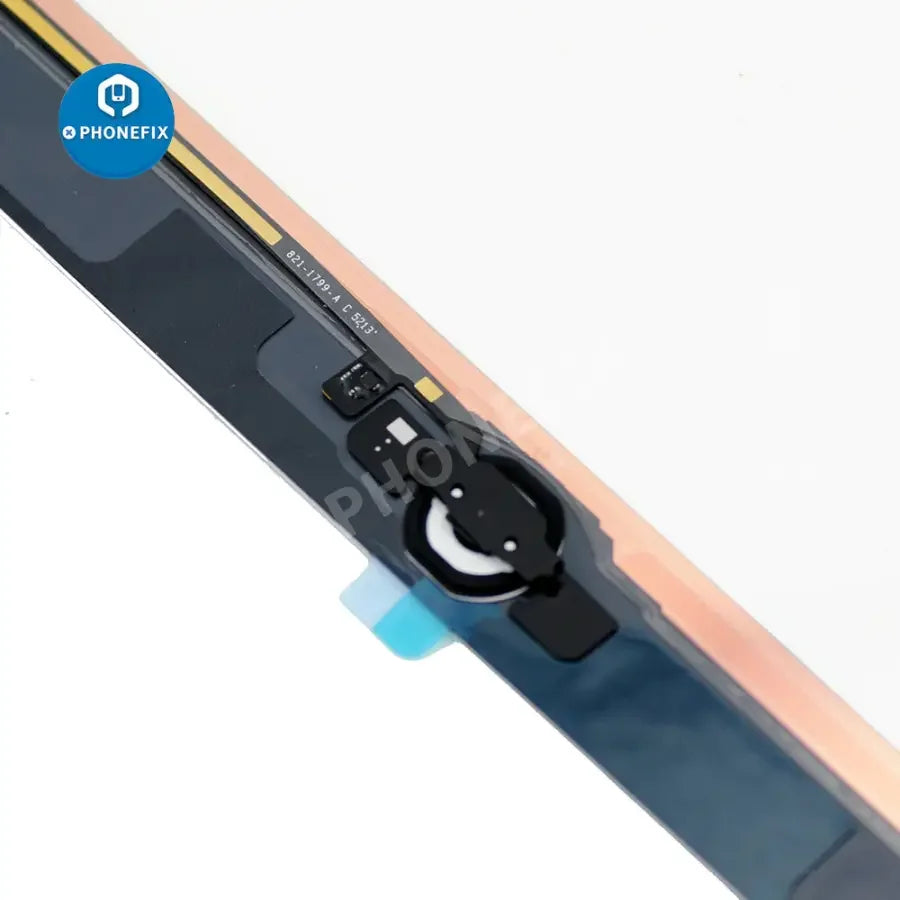 iPad Air touch screen assembly replacement by PHONEFIX, showing the new iPad Air screen with digitizer and frame.