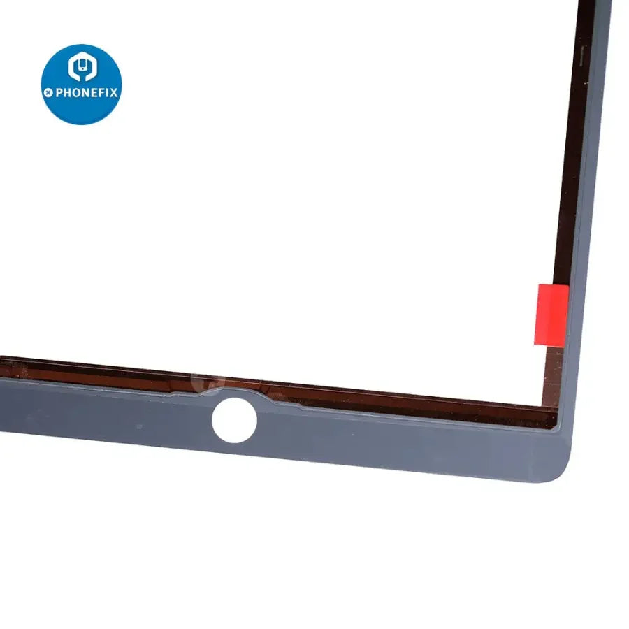 iPad 6 touch screen digitizer replacement by PHONEFIX, showing the assembled iPad screen with digitizer and front glass.