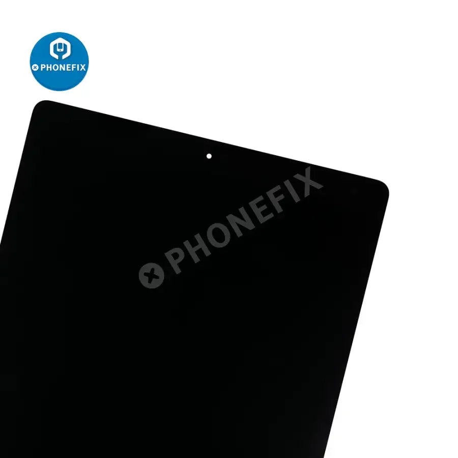 iPad Pro 12.9-inch 2nd Gen LCD digitizer assembly with soldered board for replacement, showing screen and components.